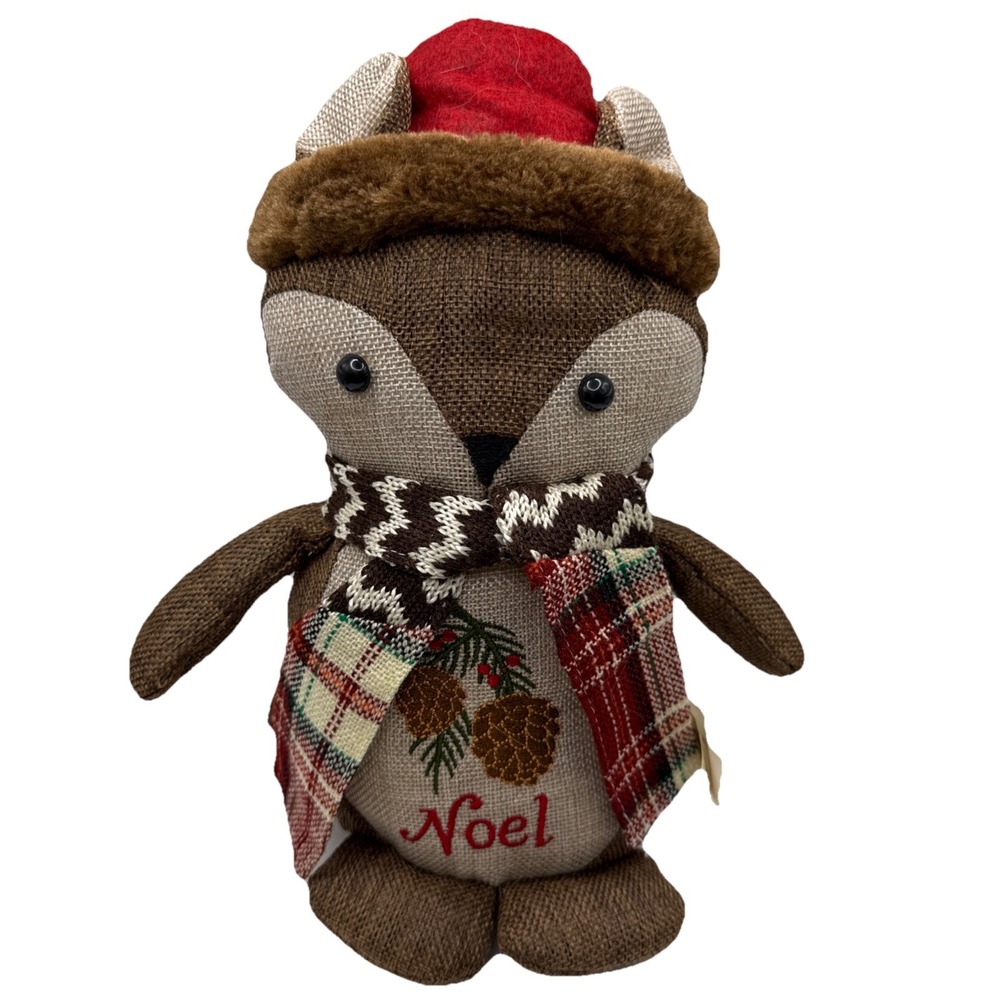 DanDee‎ Christmas Winter Holiday Fox Standing Decor Plaid Rustic Animal